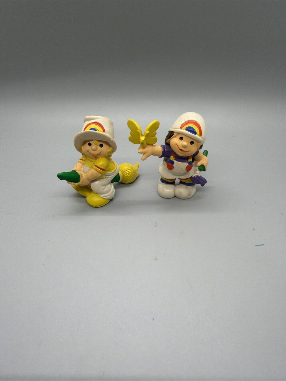 VTG Rainbow Kids PVC Figurines, Set Of 2, butterfly & Riding Paint Brush, 2 1/4